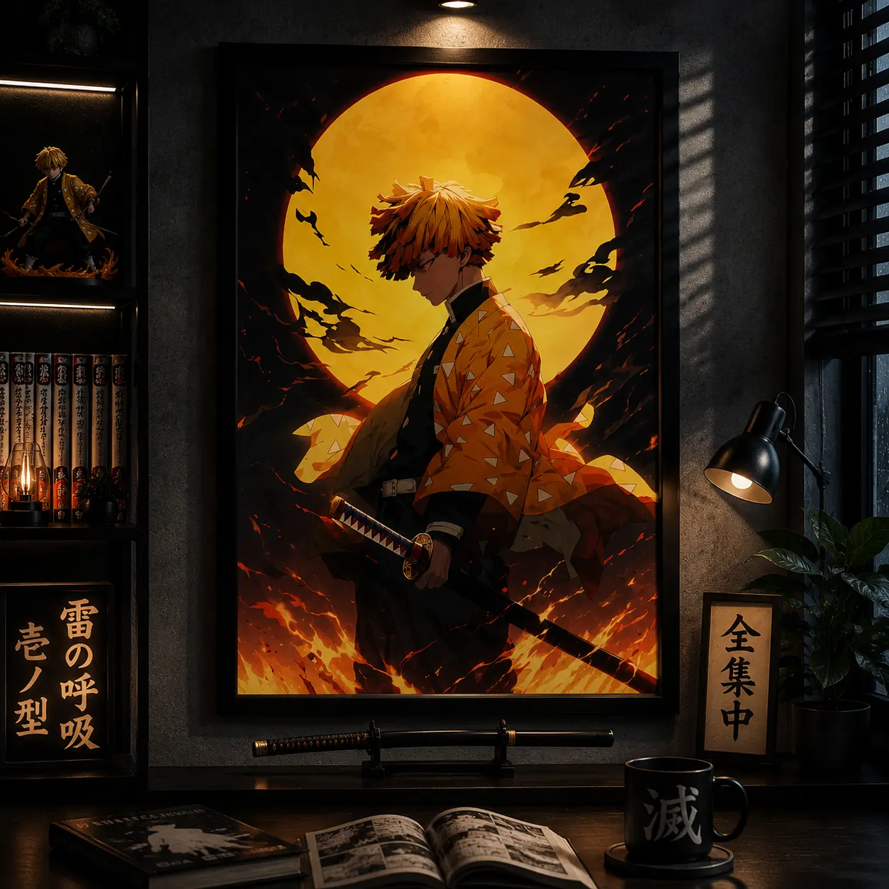 Zenitsu Demon Slayer Poster, Kimetsu no Yaiba Anime Manga Dimensional Infinity Fortress Anime Posters, Canvas Wall Art Print, Japanese Anime Room Decor for Bedroom Dorm Gaming Room Office, Manga Wall Art Gift for Anime Fans, Otaku Room Decor, Anime Gift