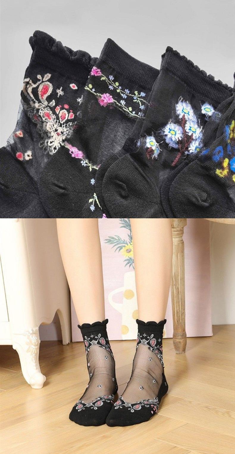10pairs Women’s Summer Thin Sheer Glass Silk Mid Calf spring sock comfort