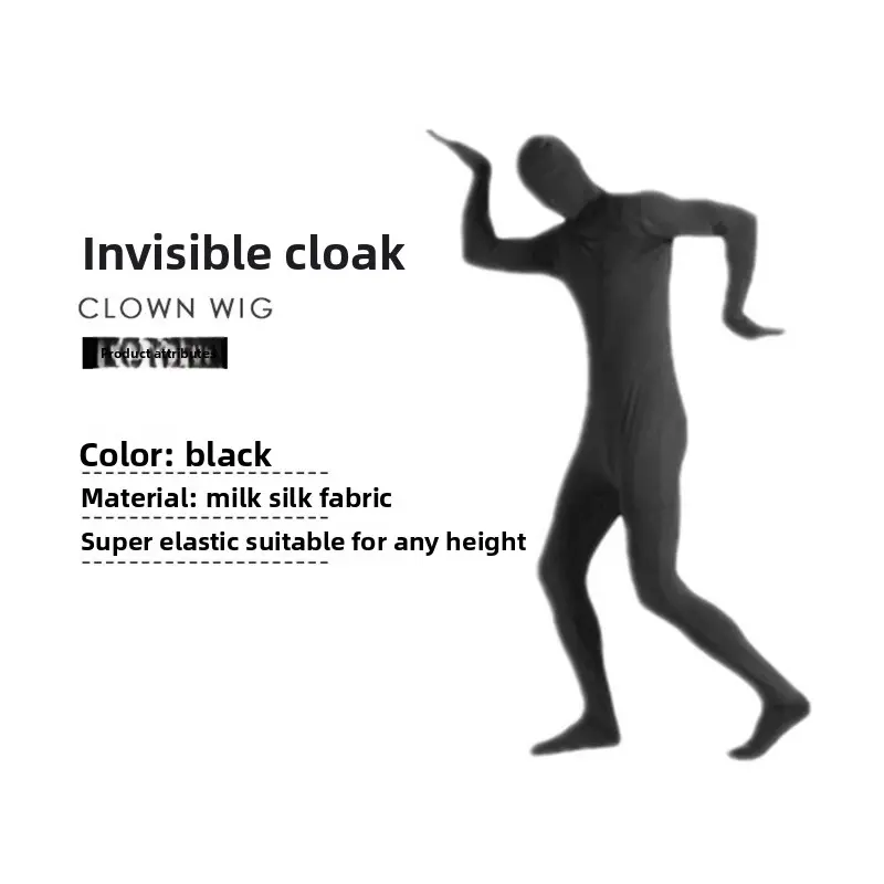 Halloween Ninja Invisibility Costume Black Stage Performance Outfit Invisible Clothing for Men Adult Halloween Party Cosplay Outfit