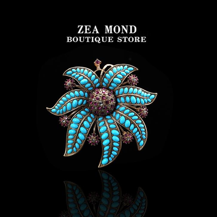 Vintage Copper Alloy Resin Brooch for Women Fashion Retro Style Lapel Pin Jewelry Gift G-ZH-125