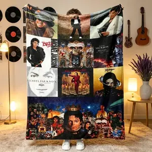 Michael Jackson Famous Music Flannel Blanket, King Of Pop Vintage Style Throw Blanket, Ultra Soft Cozy Warm Plush Blanket for Bed Sofa Couch, Travel Camping Decor, Birthday Christmas Gift for Pop Fans