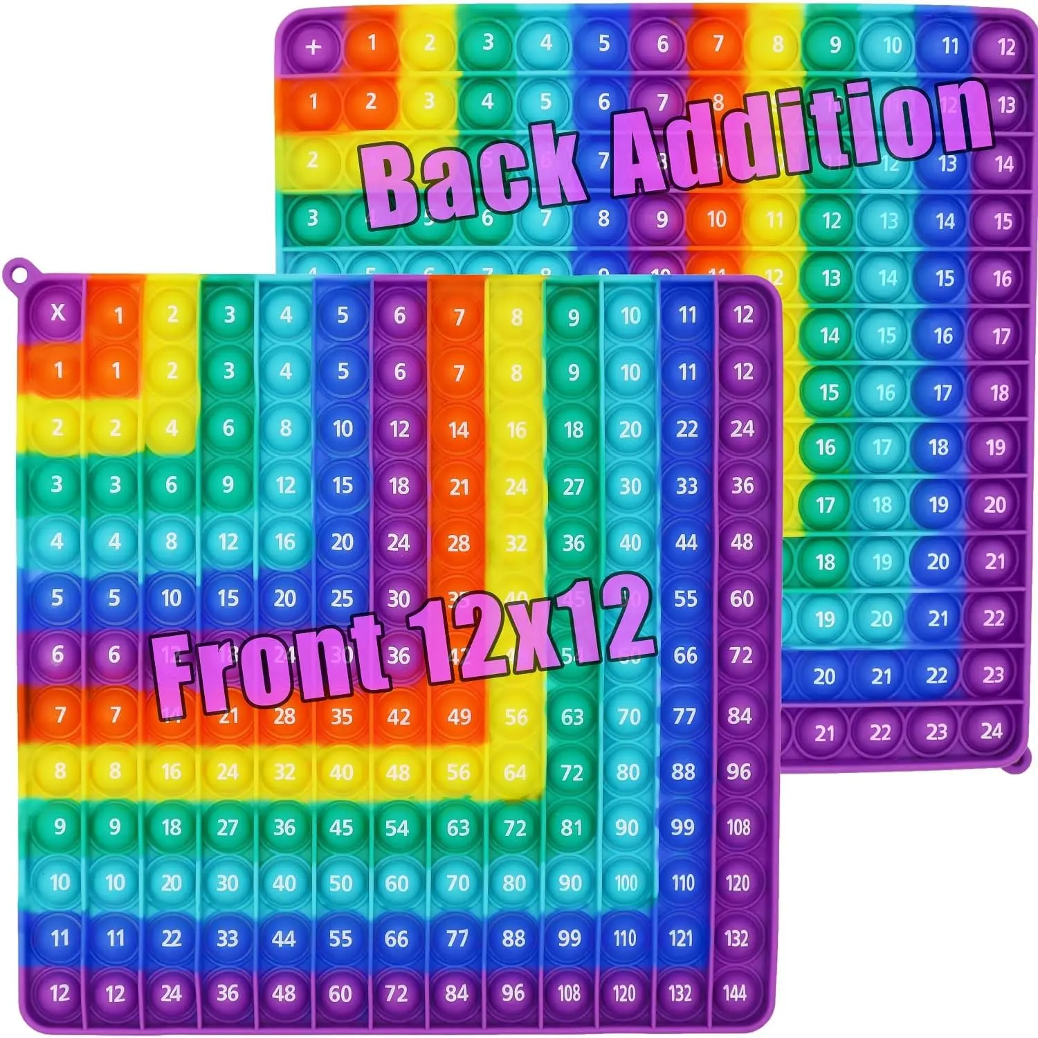 Multiplication 12x12, Addition 1-12, Math Fidget Popper, Learn Multiplication, Addition with Pop Fidget Toy, Learning Tools for Students and Children, Bubble Sensory Rainbow (Rainbow-Purple)fidget toys