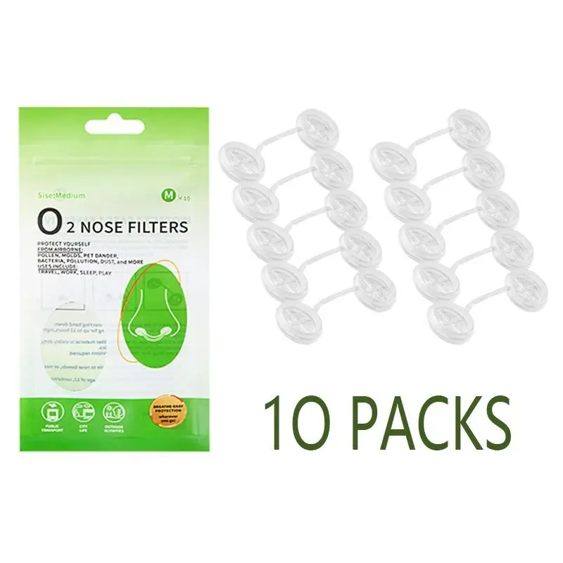 10 Invisible Nose Filters, Medical Grade Silicone Dust & Pollen Filter, Reusable Breathable Nasal Inserts, Sizes S/m/l/xl, Ideal for Running, Construction, Cleaning, Outdoor Use