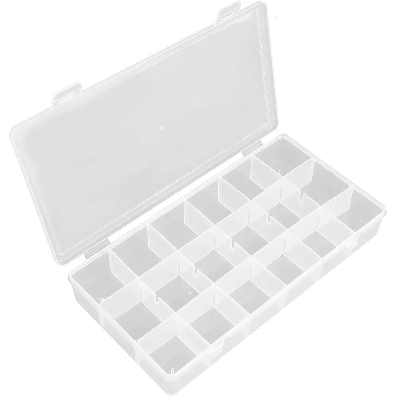 Craft Organizers And Storage Box 18 Grids Clear Plastic Bead Organizer With Dividers, Clear Craft Storage for Beads, Earrings, Pills, , Screws, Seeds, Small , Hair Ties