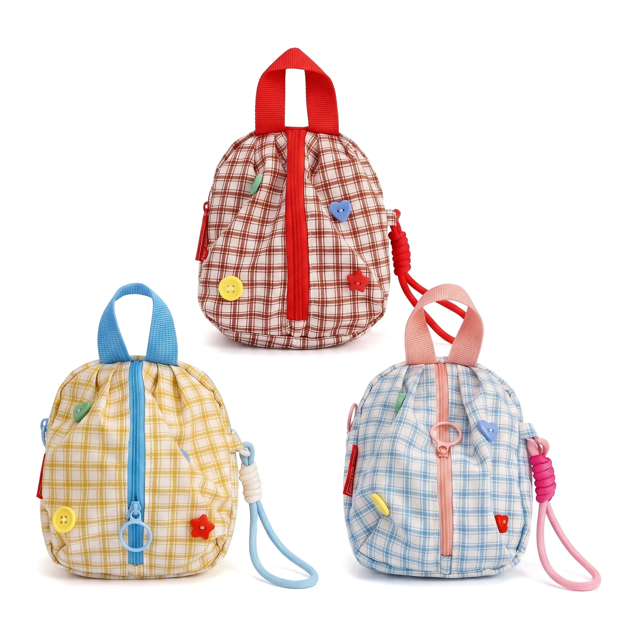Dopamine Plaid Cotton Canvas Sanitary Bag - Portable Storage Organizer, Packing Organiser, Leakproof Zipper Lock Bag, Durable Lightweight, Medium Hardness, Casual Compact, Student Travel Essential, Storage Transportation Solution, Durable Lightweight Orga