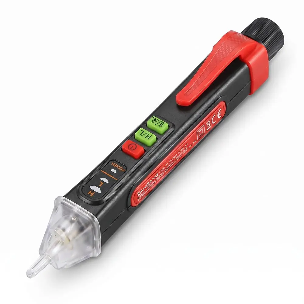 Double Insulation Non-Contact AC Voltage Tester (12-1000V) with NCV Probe, LED + Buzzer Alarm, LED Flashlight, Display - Outlet Check Live/Null Wire Detector for Outlets, Circuit Breakers (Orange)