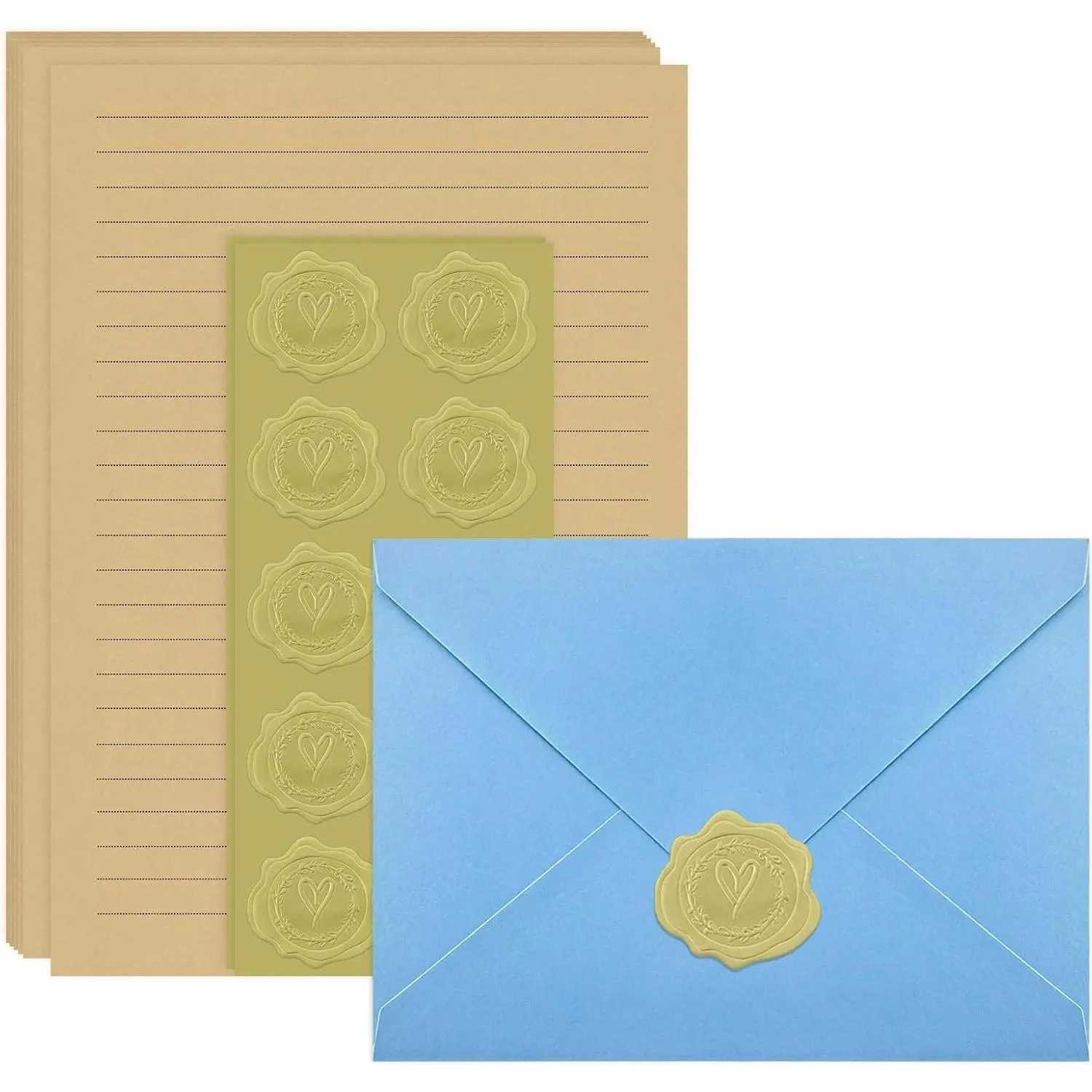 Stationary letter and envelopes set, - envelopes 4x6 Envelopes 14 count with 28 count Stationery Paper,Colors Stationery Set for Love Letter, Party Invitations (Lake blue), Love Letter Paper
