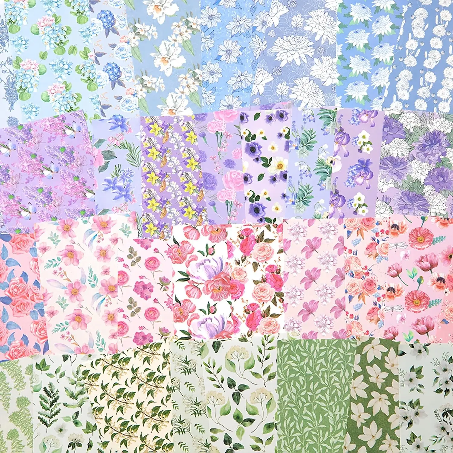 400-Count Single-Sided Floral Scrapbook Paper Set, DIY Crafts Supplies Kit for Card Making, Photo Album, Scrapbooking & Stamping Decoupage Journals Collage