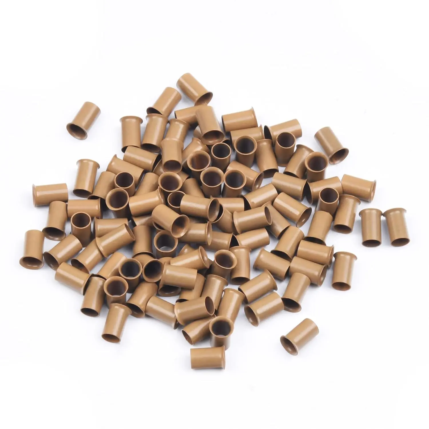 Hair Extension Beads,3.4mm  Bead I Tip Beads,100Pcs Light Brown |  Rings Links Beads,Microlink Non- Copper Tubes Microbead for Hair Feathers,I-Tip Hair Tinsel Beads