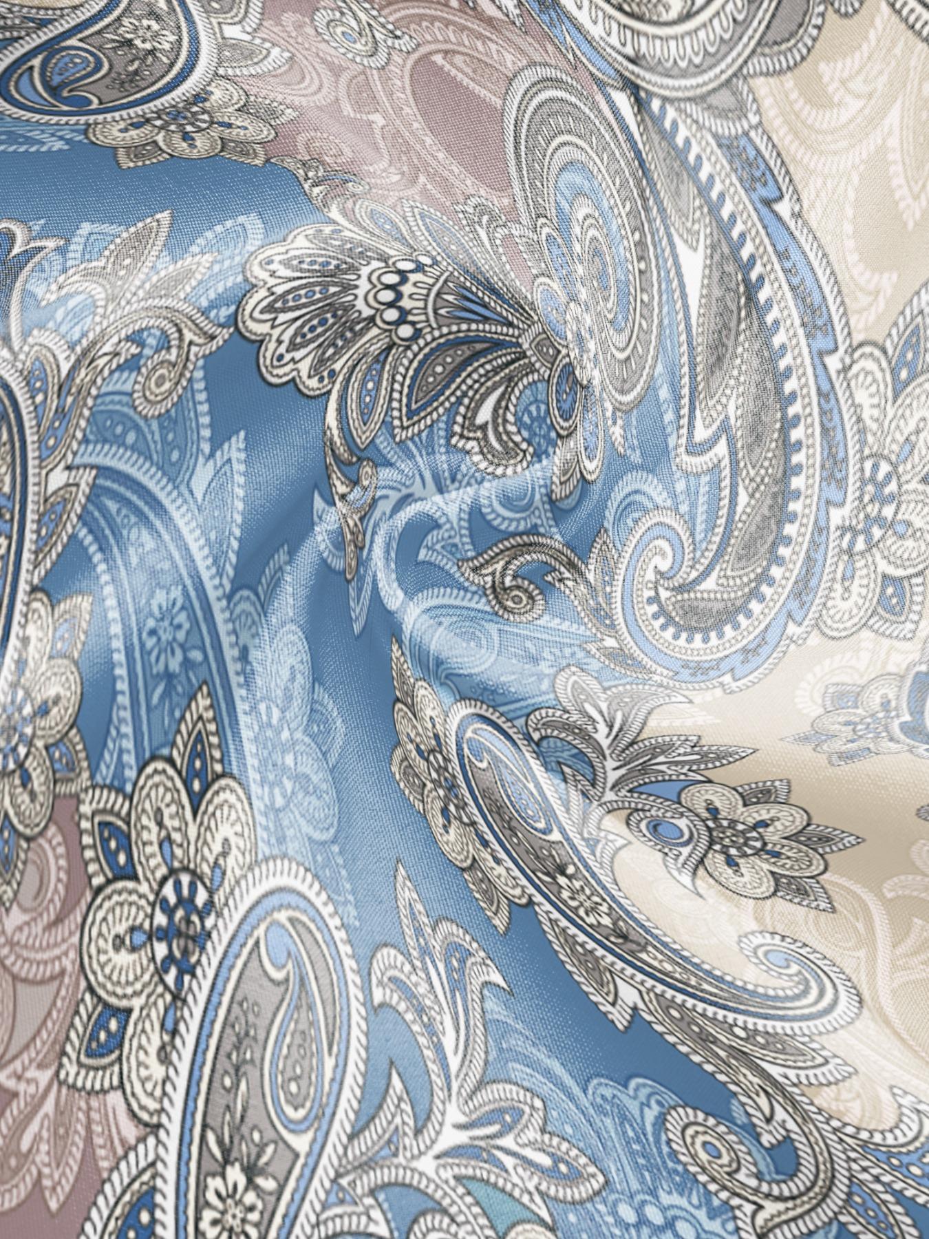 Women's All Over Print Split Hem Shirt, Casual Boho Blouses, Casual Long Sleeve Collared Top for Spring, Ladies Clothes for Daily Wear