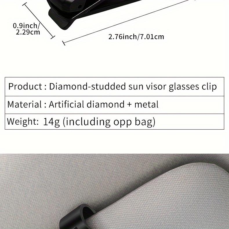 1pc Sparkling Rhinestone - Car Sun Visor Clip - Multifunctional Fashion Glasses Holder for Vehicle Interior Accessories