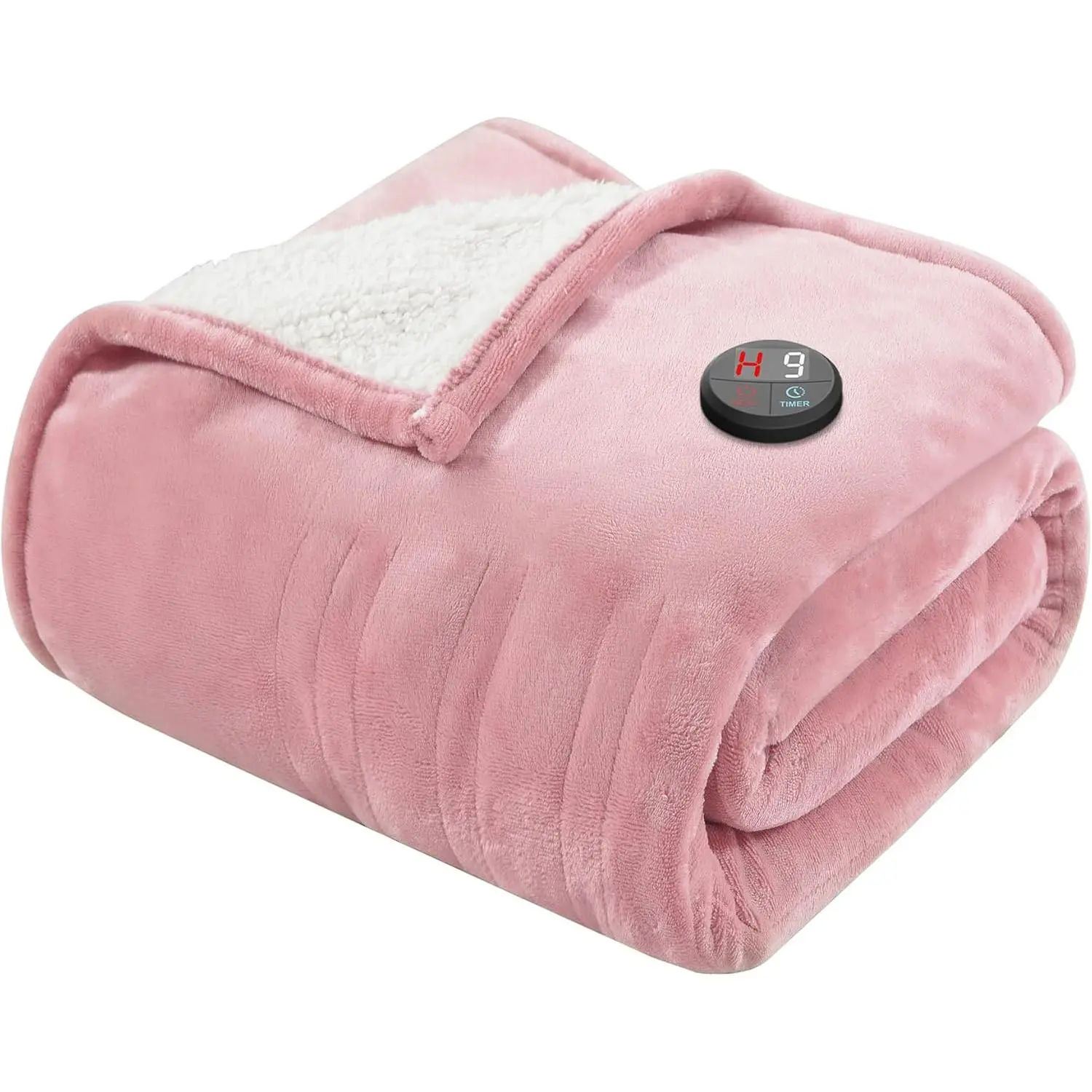Heated Blanket Electric Throw 50''X60''- Electric Throw Blanket with   Button 10 Heating Level & 9 Time Settings Heating Blanket, Machine Washable (Rose)