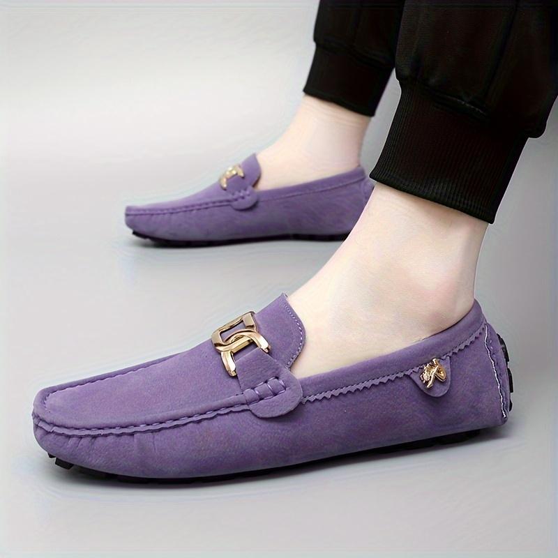 [Microfiber Fashion Loafers] Non-Slip Durable Microfiber Synthetic Upper Fashion Loafers| Rubber Sole, Casual Slip-On Shoes for Men and Women - Solid Color, All-Season Wear