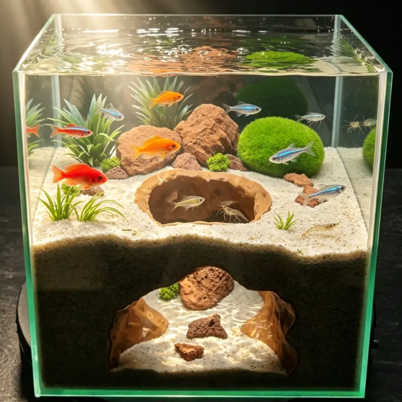 Fish Tank Decoration Aquarium Cliff Cave Sinkhole Ornament Natural Stone Terrain Divider for Stunning Underwater Landscape Design
