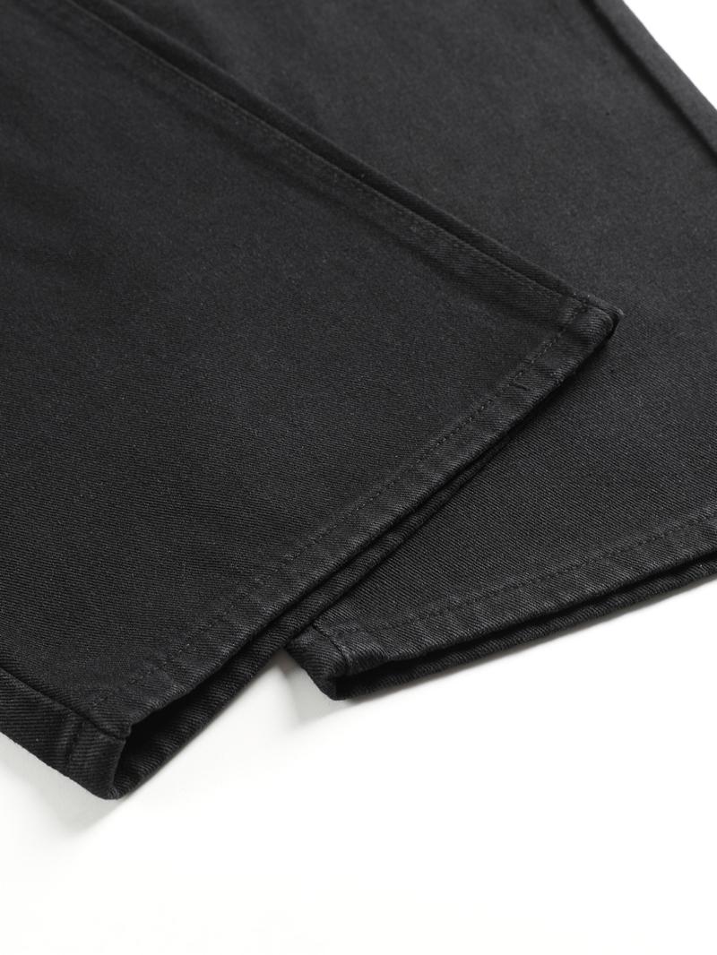 Men's Solid Wide Leg Jeans, Relaxed Fit Jeans, Loose Casual Comfy Minimalist Denim Trousers for Daily Wear, Woven Bottoms for All Seasons