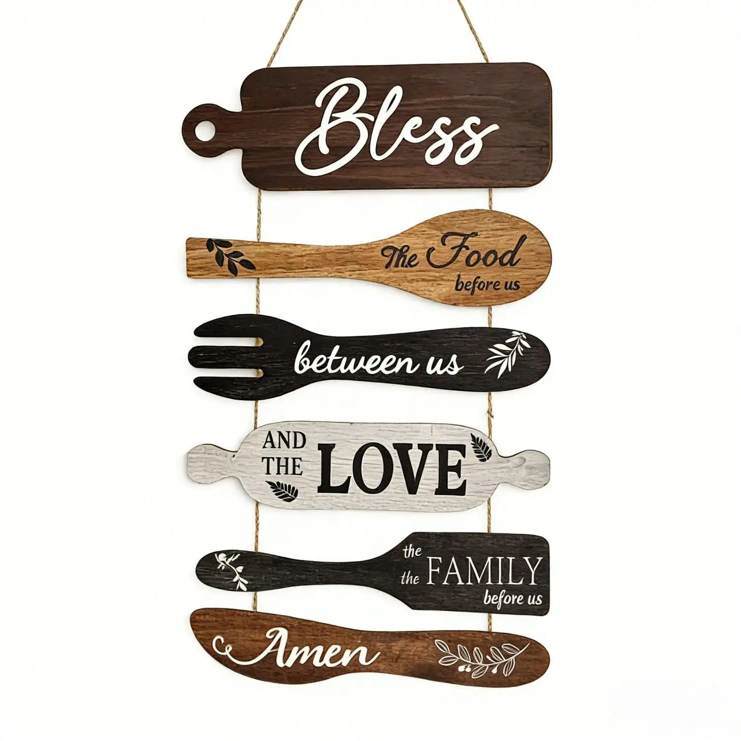 6-Piece Farmhouse Kitchen Wall Decor Set, Rustic Wooden Hanging Signs with Heartfelt Family Quotes, Vintage Country Style Wall Plaques, Decorative Kitchen Art for Dining Room, Home & Cozy Farmhouse Decor