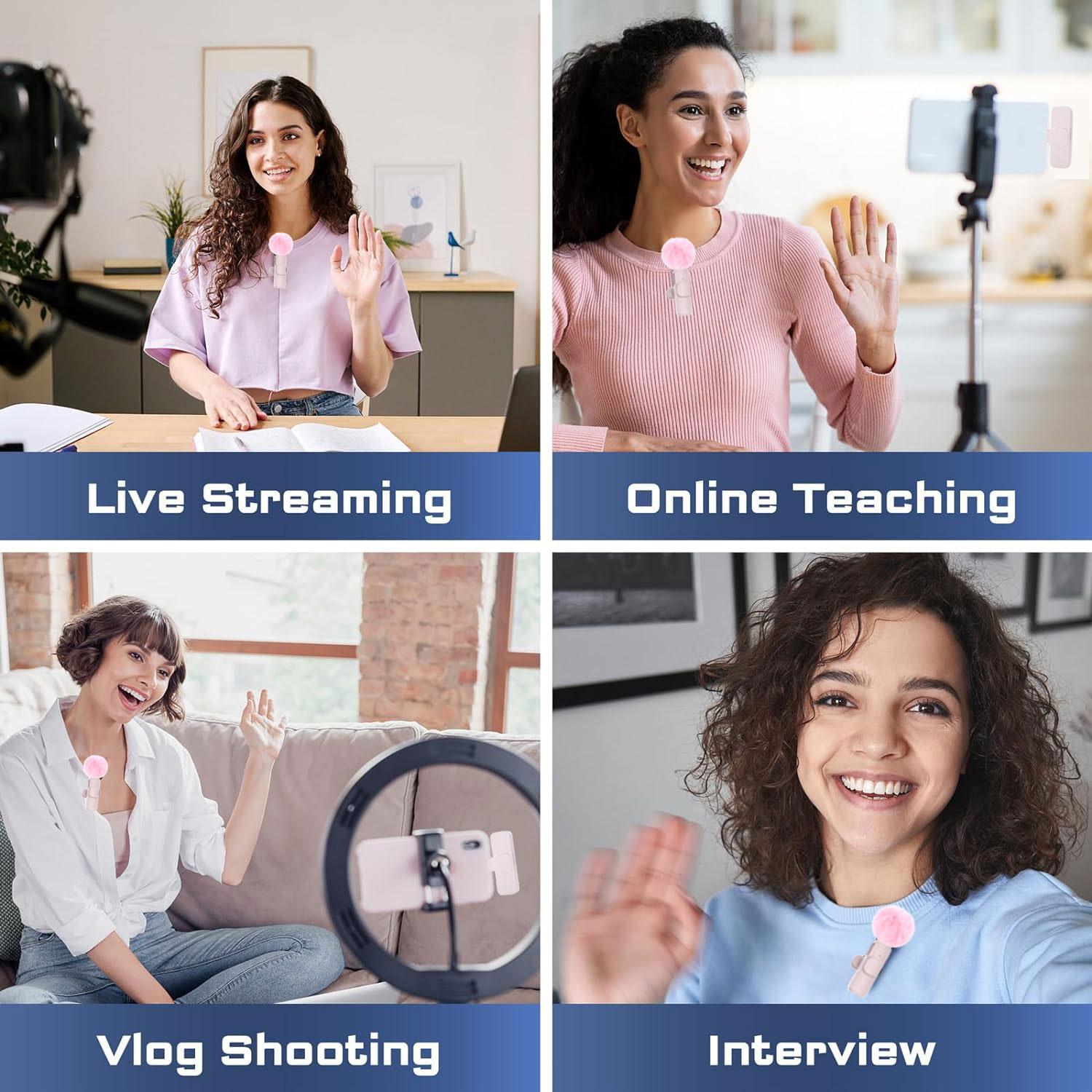 Professional Wireless Lavalier Microphone, USB Rechargeable Plug-and-Play Lapel Mic for Video Recording, Teaching, Interviews and Podcasts