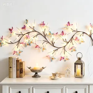 48LED Butterfly Willow Vine Lights 5.9FT, Enchanted Wall Decoration with 8 Light Modes, Warm White Fairy String Lights for Indoor Home, Dimmable Twinkle Branch Lights, Hanging Fairy Lanterns for Bedroom Living Room