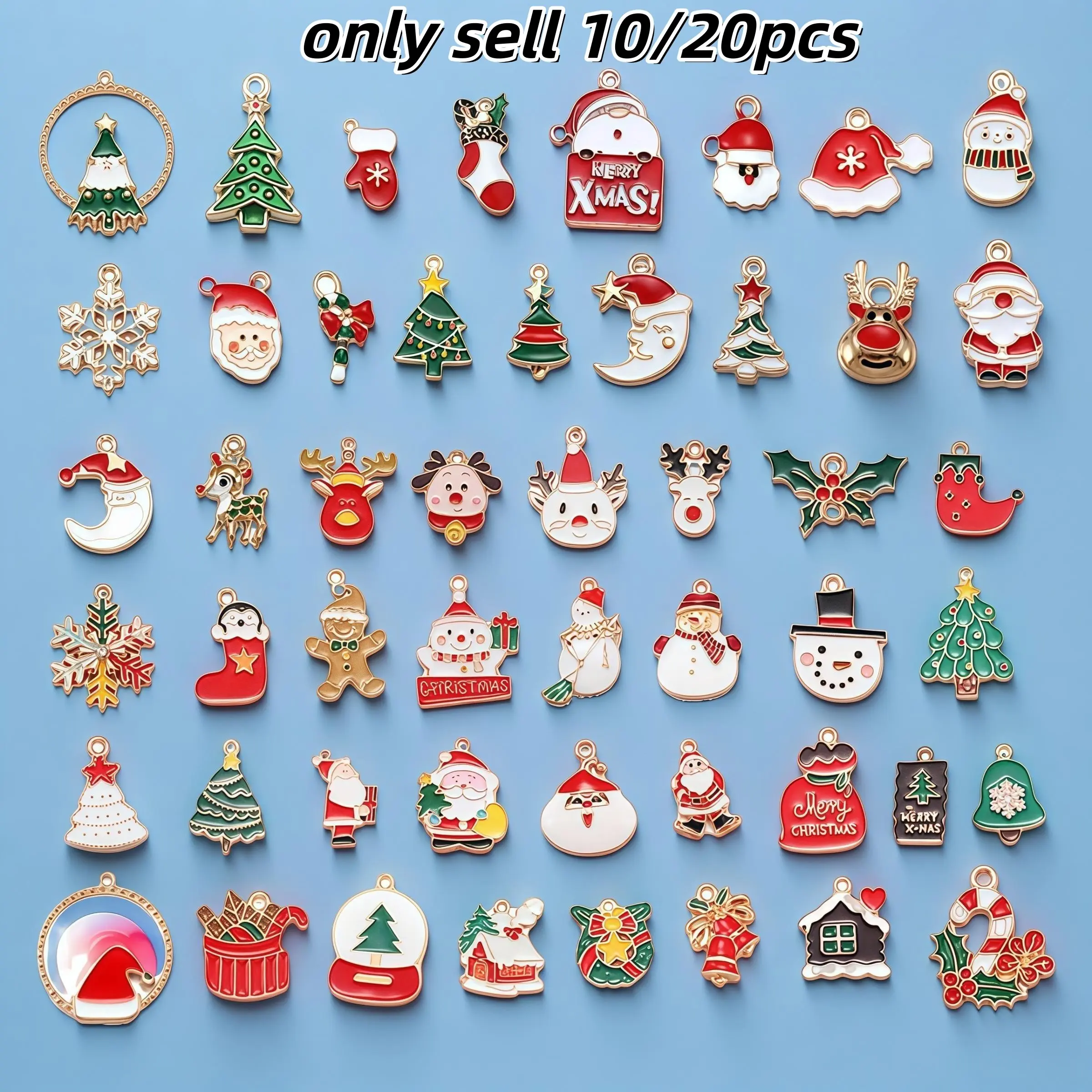 10/20pcs Christmas Pendants, Alloy Charms for Jewelry Making, DIY Santa Claus Decorations, Holiday Gift Accessories