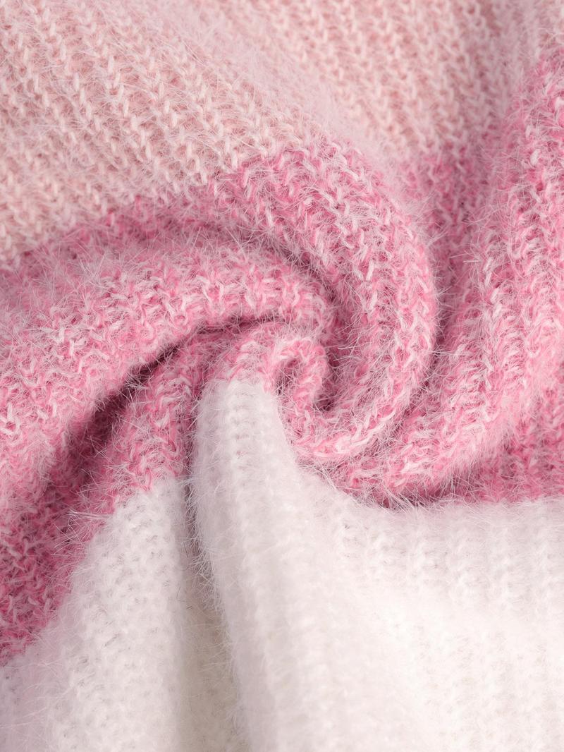 Women's Colorblock Striped Sweater Dress, Elegant Fashion Style, Perfect for Fall & Winter, Daily Wear, Parties, Valentine's Day