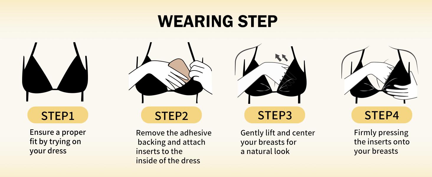 Double Sided Sticky Bra Inserts, Self Adhesive Reusable Sticky Push Up Bra Pads Inserts for Breast Lift