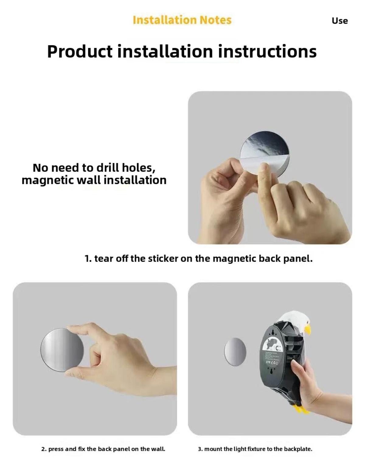 Smart Motion Sensor Bald Eagle Night Light| Remote Control RGB Wall Lamp| No Drilling Magnetic Installation For Bedroom Corridor Hallway