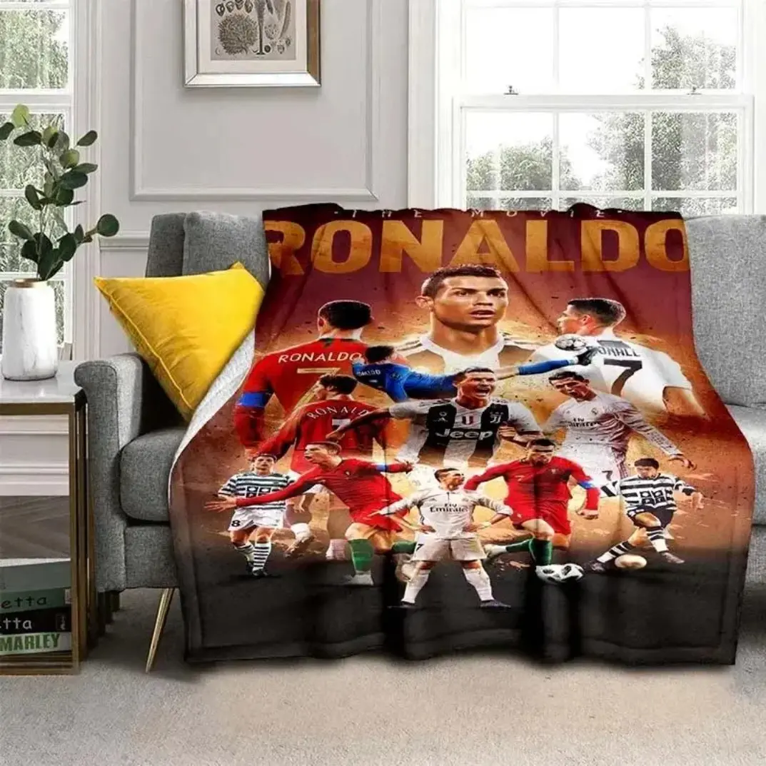 Cristiano Ronaldo CR7 Flannel Blanket, Soccer Star Plush Fleece Throw for Adults Kids, Warm Soft All Season Blanket, Holiday Fan Gift