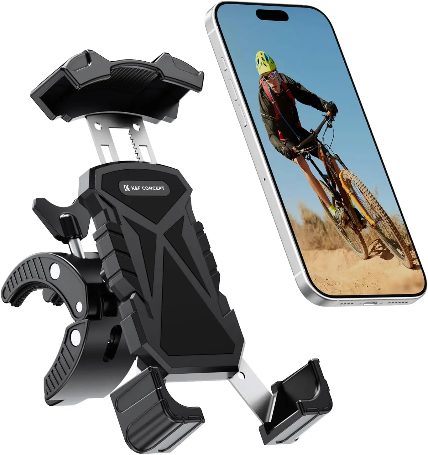 K&F CONCEPT Motorcycle Phone Mount, Bike Phone Holder, 360° Adjustable & Quick Install Handlebar Clamp for 4.7" to 6.9" Phones