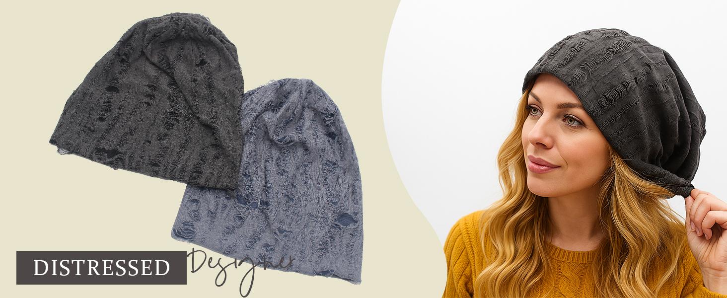 Slouchy Knit Beanie Hat for Women Men Chemo Hat Stretch Cancer Head Wraps Sleep Head Thin Cotton Skull Cap