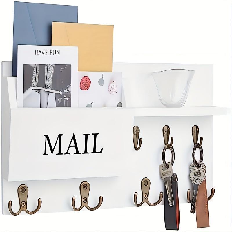 Wooden Wall Mounted Key Holder, Multi-purpose Storage Rack, Home Organizer for Entrance, Hallway, Living Room, Wall Mounted Hook