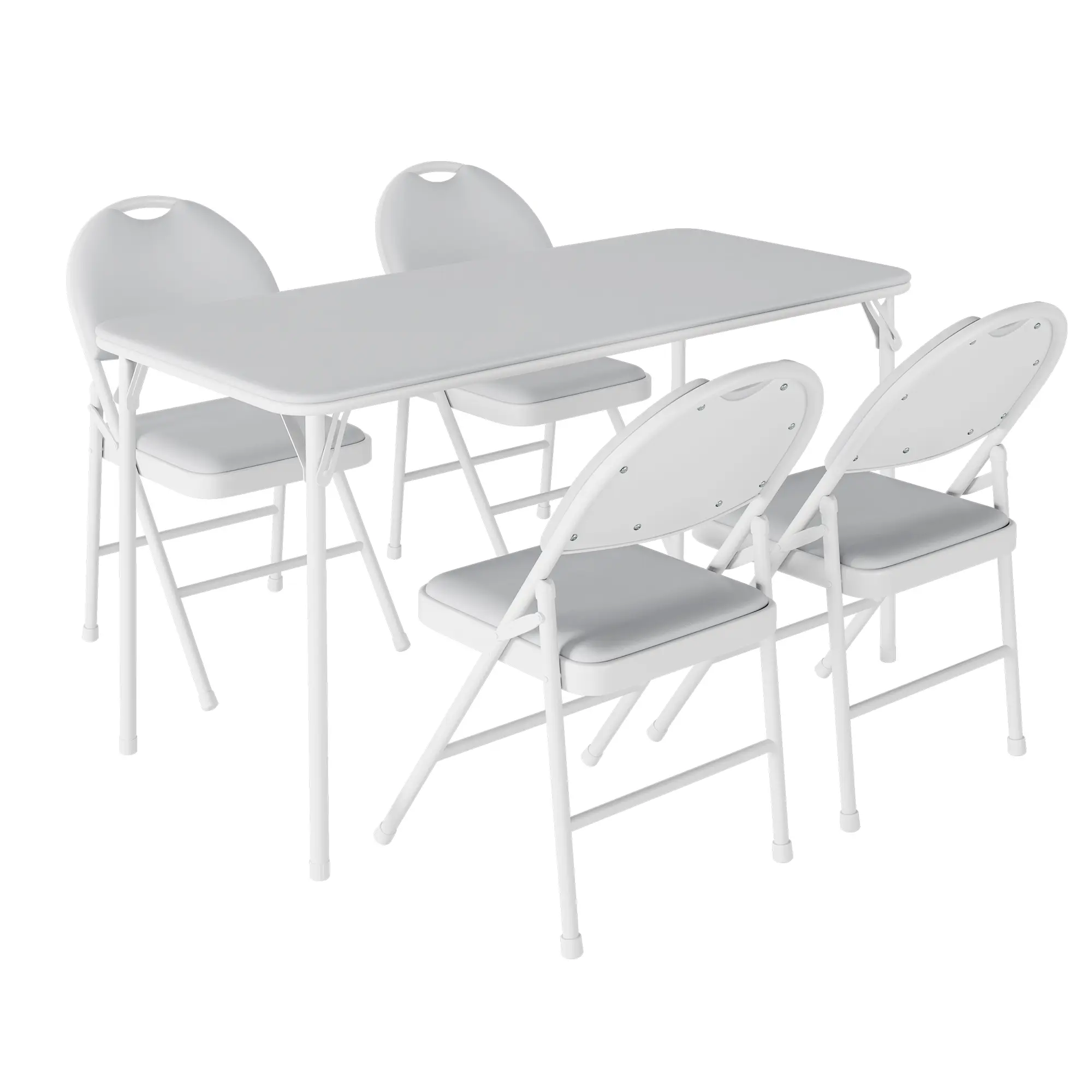 Plastic Folding Table & Chair Set with PU Leather Tabletop – 350 LBS Load Capacity Folding Chairs, Portable Foldable Table Set for Picnic, Party & Event Dining