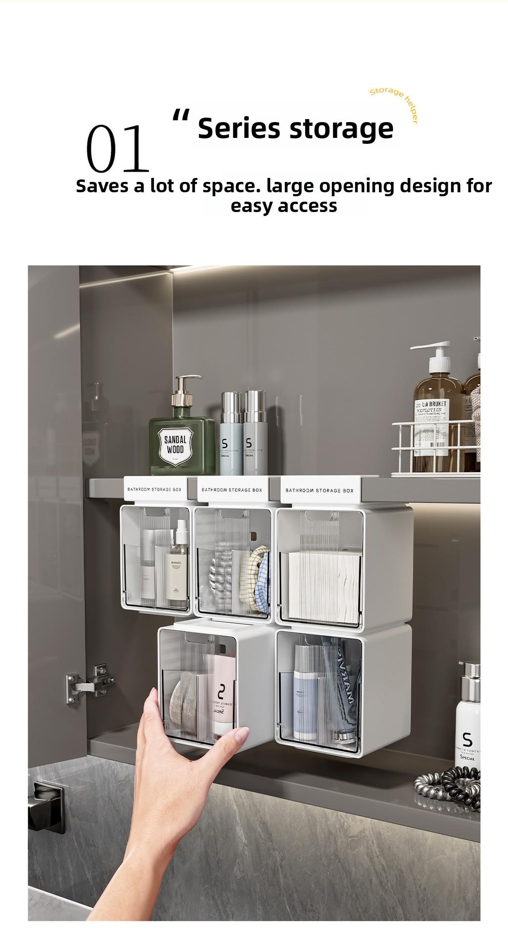 [Aesthetic] Clario Minimalist Hanging Storage Box - No Drill Desk Edge & Closet Shelf Organizer. Dual-Compartment Flip-Lid Container for Stationery & Jewelry. Dorm Essentials Desk Reset