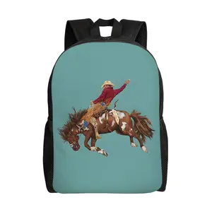 Retro Western Cowboy Art Style, a fashionable backpack with a cowboy and bull motif, suitable for commuting, traveling, and casual use, suitable for both men and women