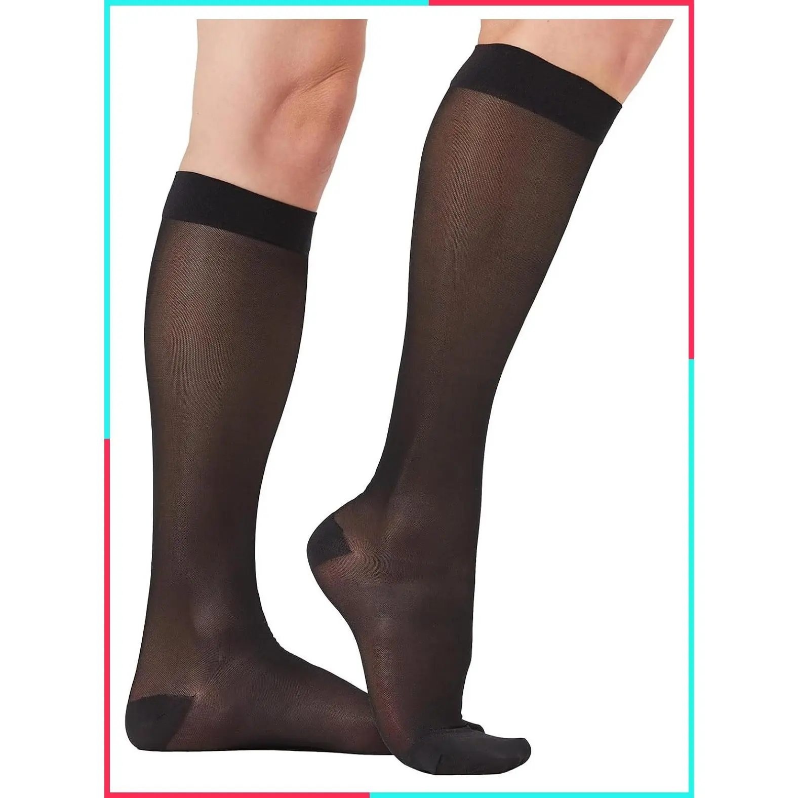 2 Pairs Sheer Compression Socks for Women 15-20 mmHg Knee High
