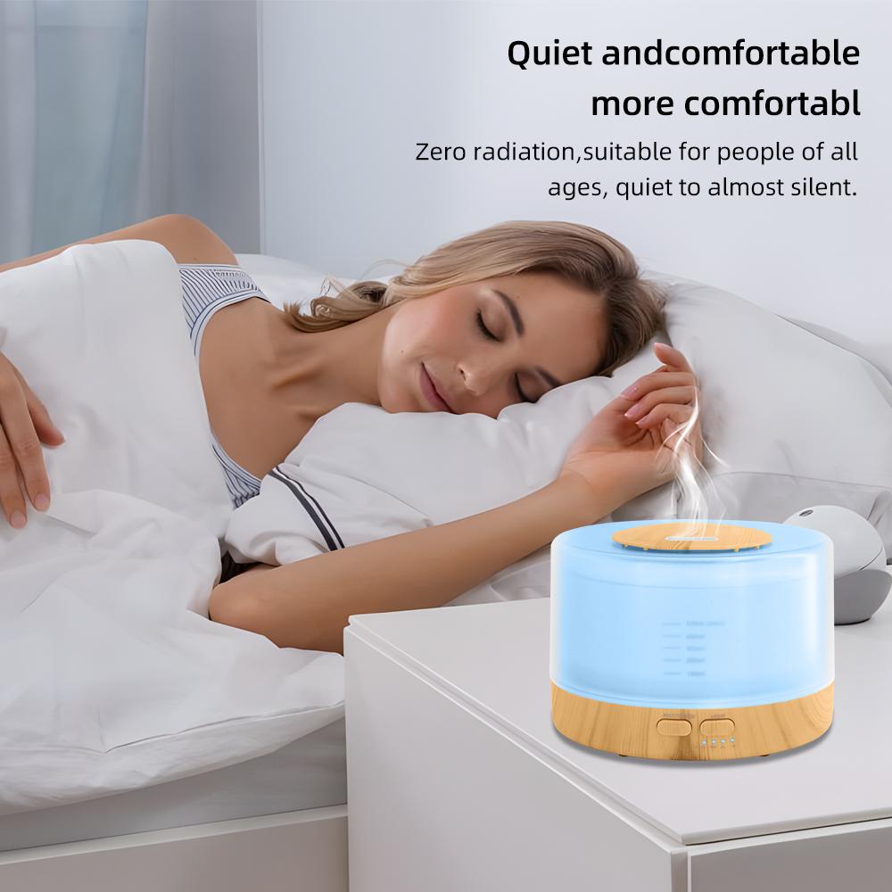 Ultrasonic Smart Diffuser Humidifier 16.9oz Tank Timer Modes 7 Color Lights 6 Essential Oils Aromatherapy Vaporizer for Large Room Anxiety Relief Eco-friendly Non-toxic PP Material