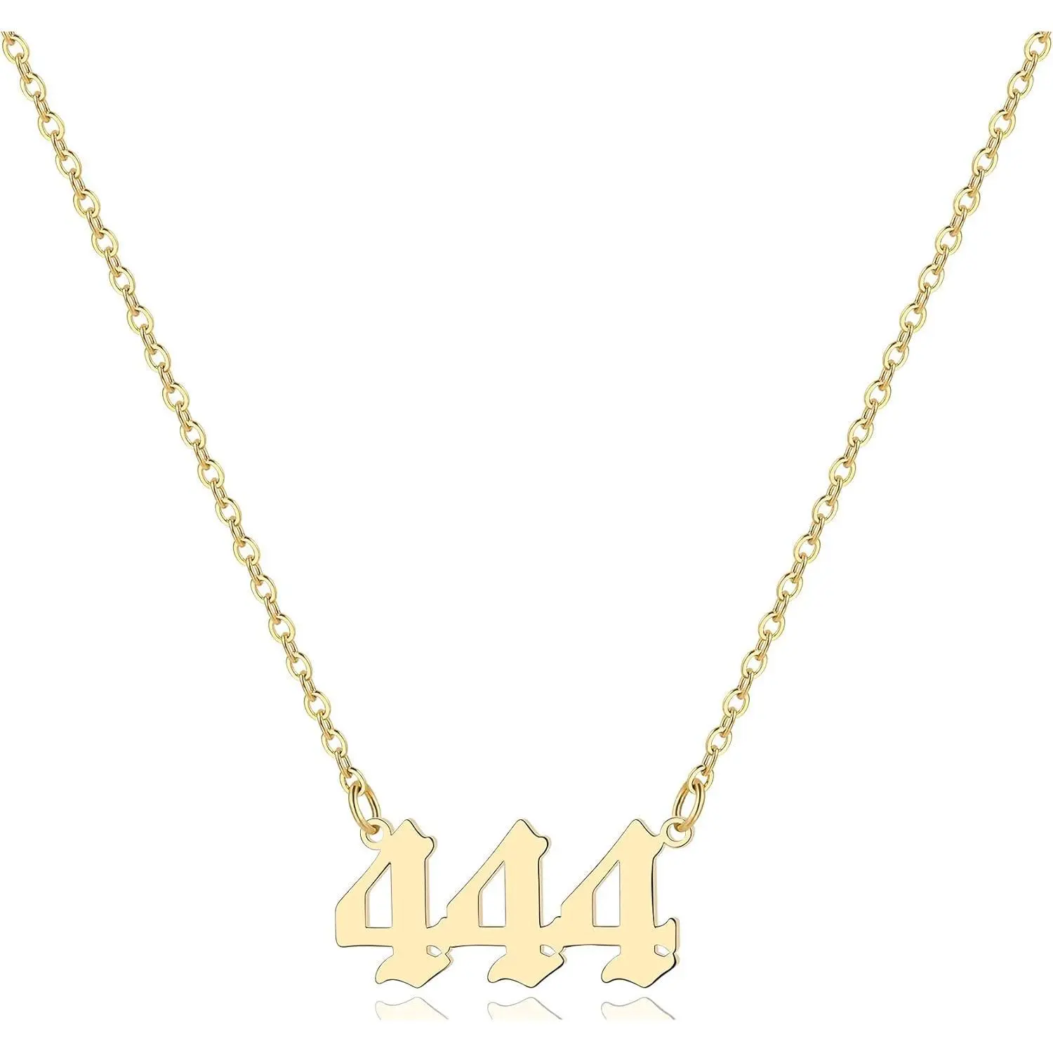Angel Number Necklace For Women, 18K Gold Plated 000 111 222 333 444 555 666 777 888 999 Necklace Numerology Jewelry