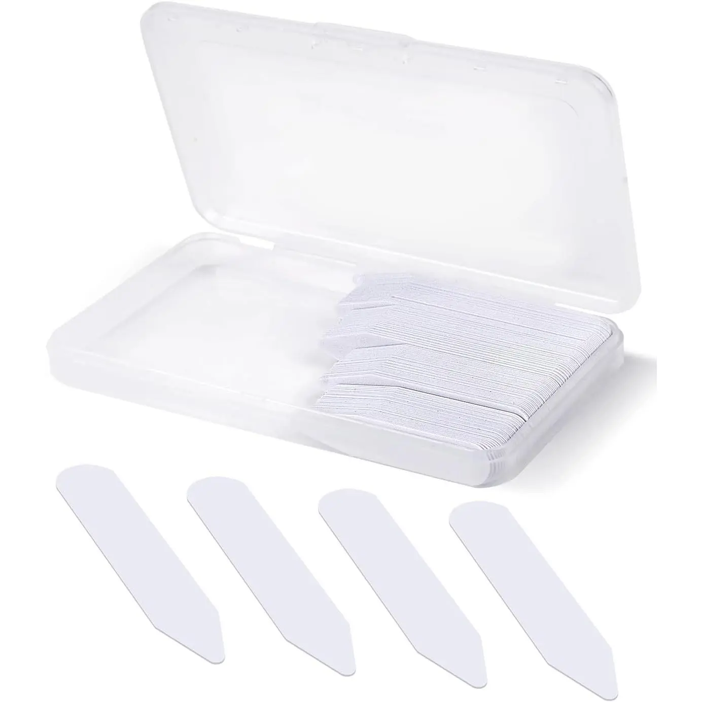 112P Dress Shirt Collar Inserts, White Plastic Collar Stays with Storage Holder, 4 Assorted Sizes Invisible Collar Stiffeners for Men (2", 2.2", 2.5", 2.7")(Gift)
