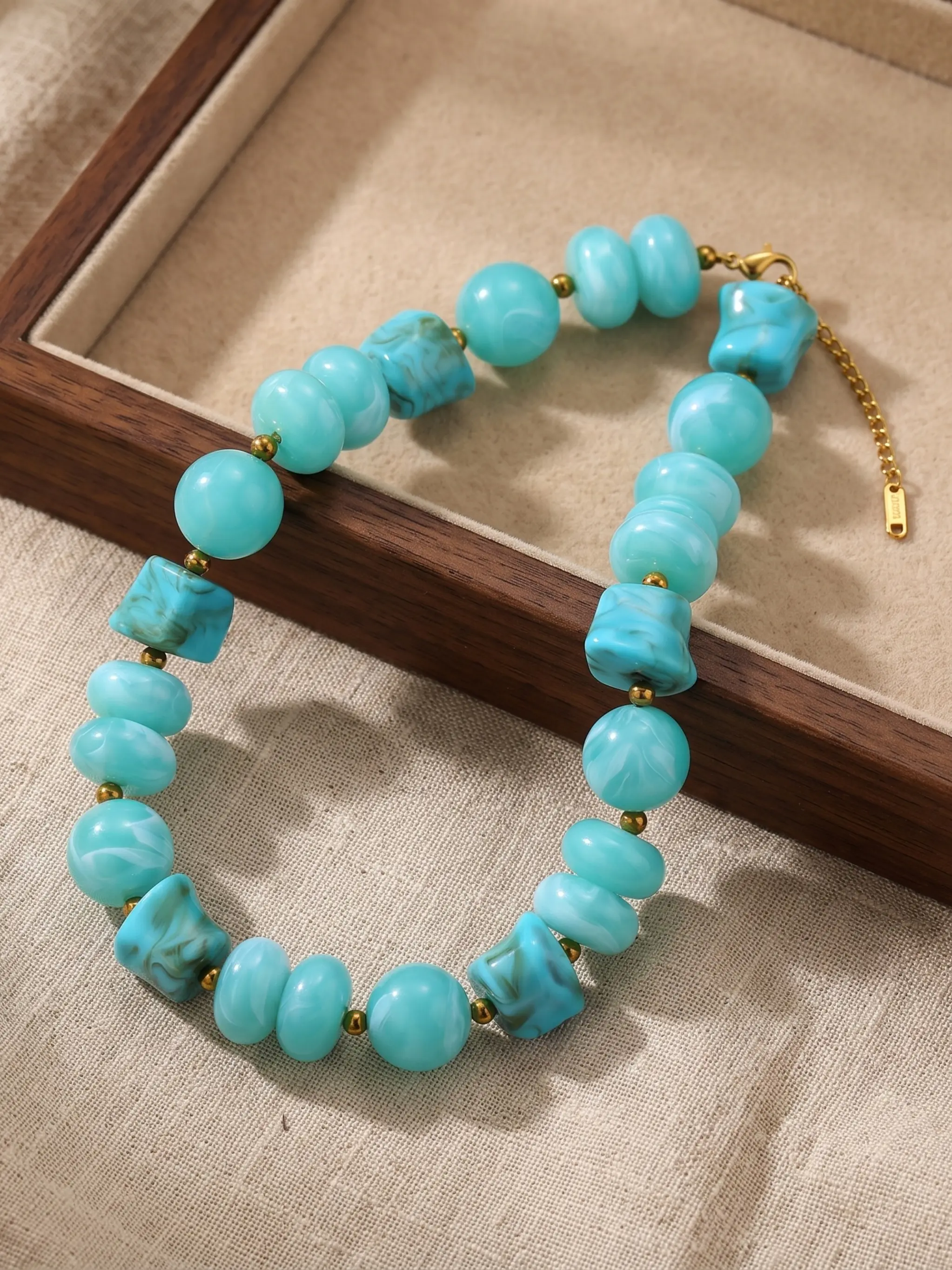 Turquoise Resin Bead Necklace, Multi-Style Chunky Beaded Necklace, Summer Daily Jewelry, Elegant Design, Perfect Gift