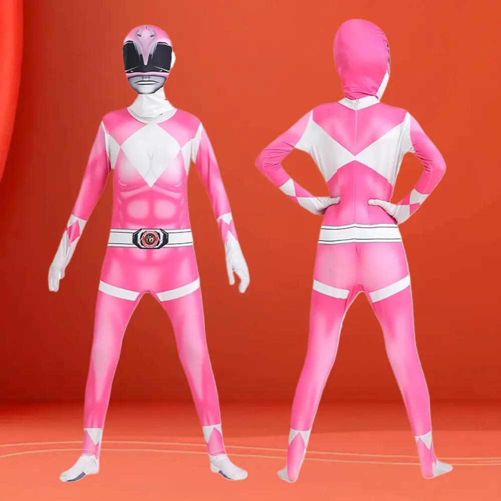 Power Rangers Tight Jumpsuit Cos Full Cover Stretch Printed Suit Halloween Stage Costume Set