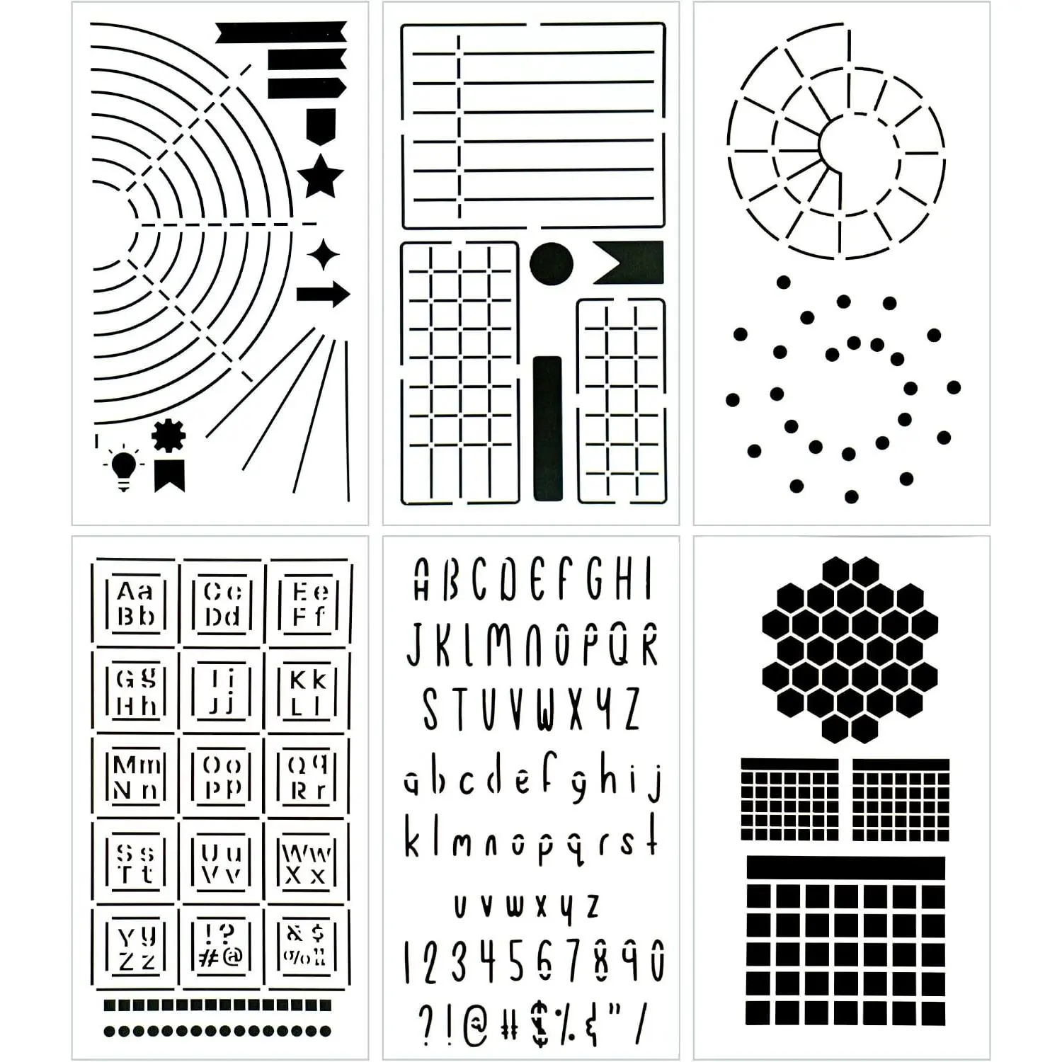 Productivity Journal Stencil Set - Custom-Designed Supplies for  Dotted Journal Planners, DIY Templates to Create Calendars, Lists, Letters, Numbers, Habit  by