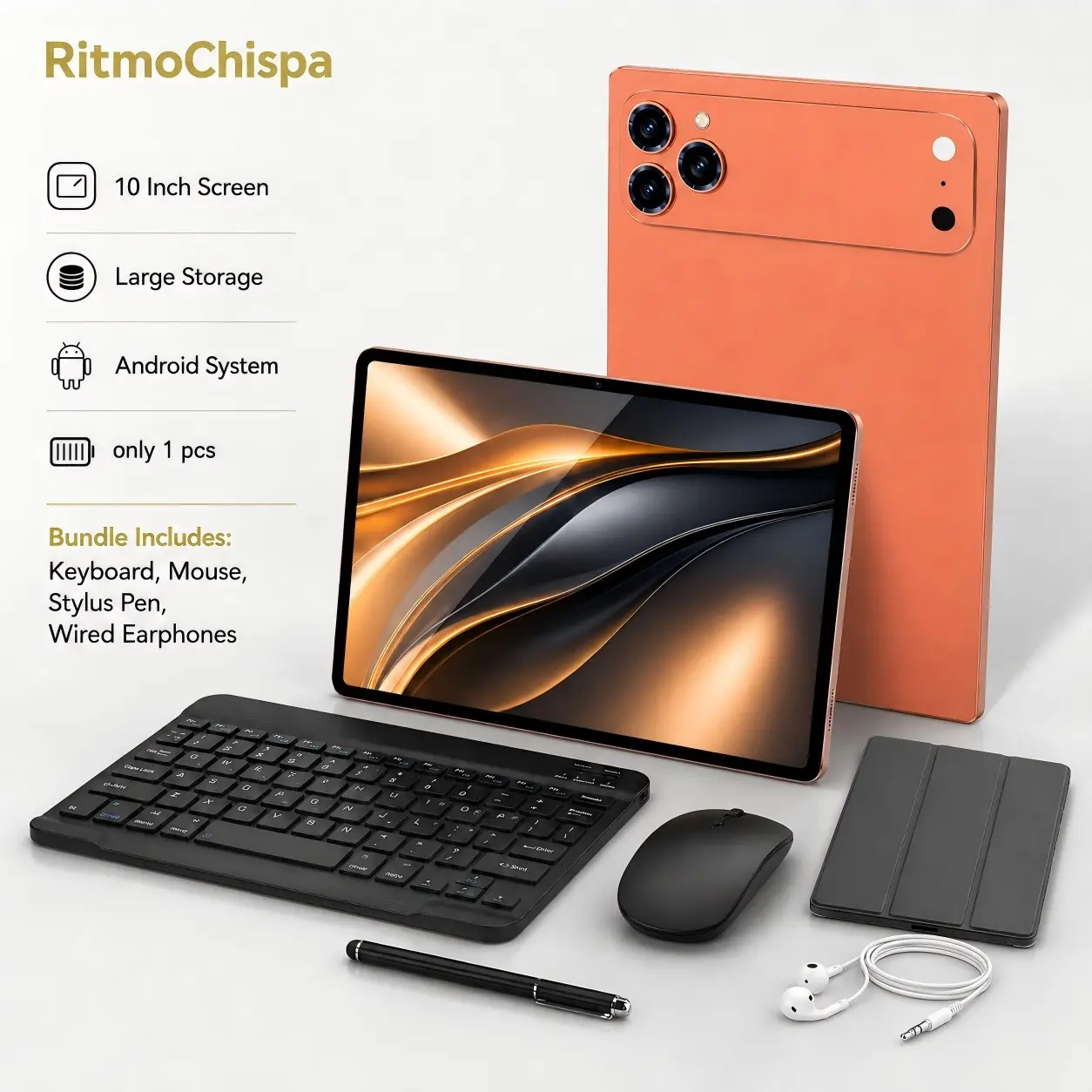 10.1 Inch Android Tablet PC, 3gb RAM, 32GB Storage, Includes Keyboard, Case, Mouse, Touch Pen, Dual Camera, Multi-Use Device