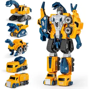 Toddler Robot Construction Vehicles Set – 5Pcs Transforming Robots for Kids - Magnetic Toys with Sturdy Connectors – Easy DIY Assembly Function – 5-in-1 Educational STEM Toys