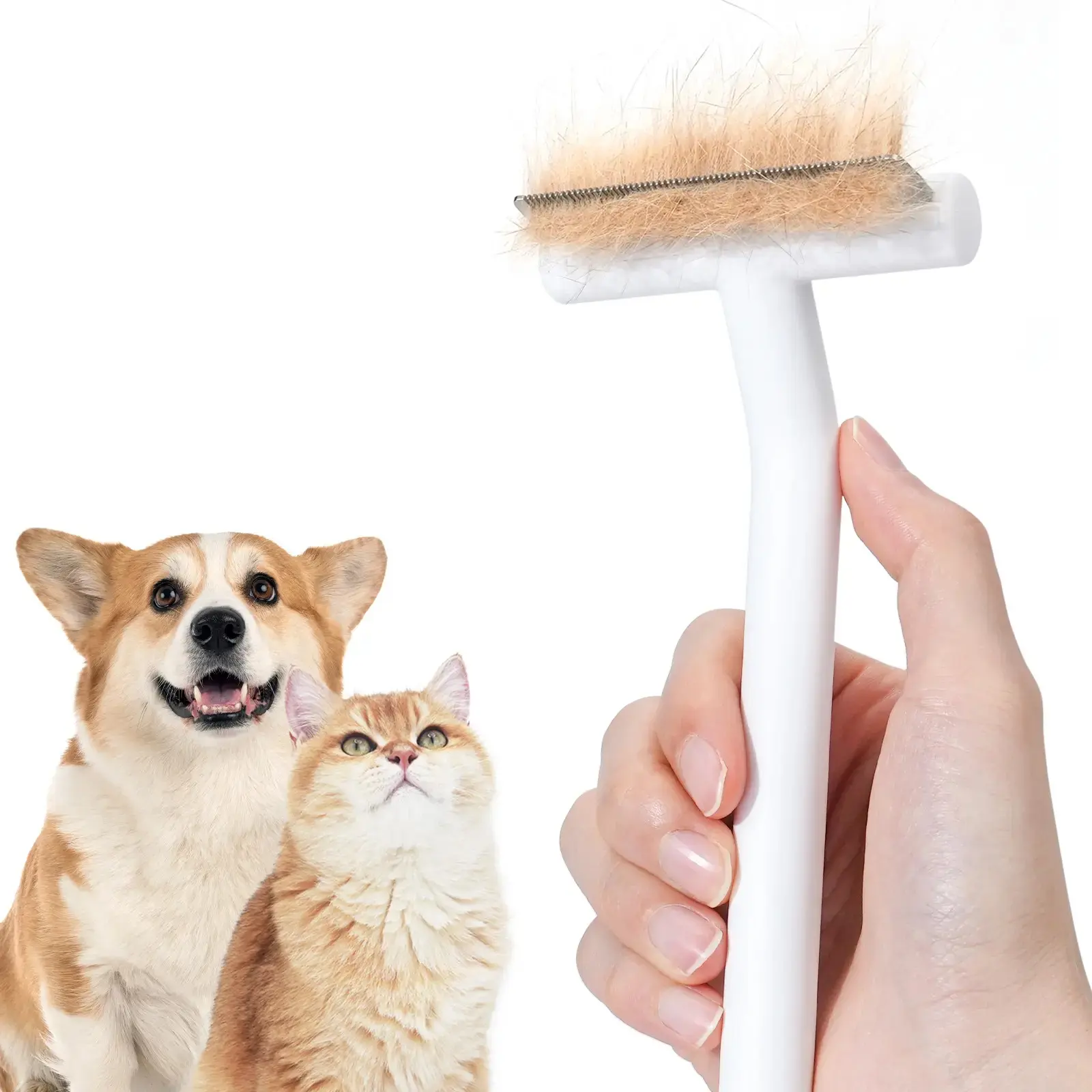 Pet Deshedding Tools For Short Haired Cats & Dogs, Dematting Deshedding Brush Cats Shedding Tool, Dog Undercoat Brush, Gently and Effectively Remove Loose Hair, Highly Deshedder Grooming Combs