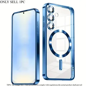 Magnetic Phone Case with Camera Lens Protector, TPU Shockproof Phone Protective Cover, Phone Accessory Compatible with Samsung A16 A36 A56 A55 A54 A34 A14 A17 A07 A37 A27 A57, Casing, Protection, Cellphone, Smartphone