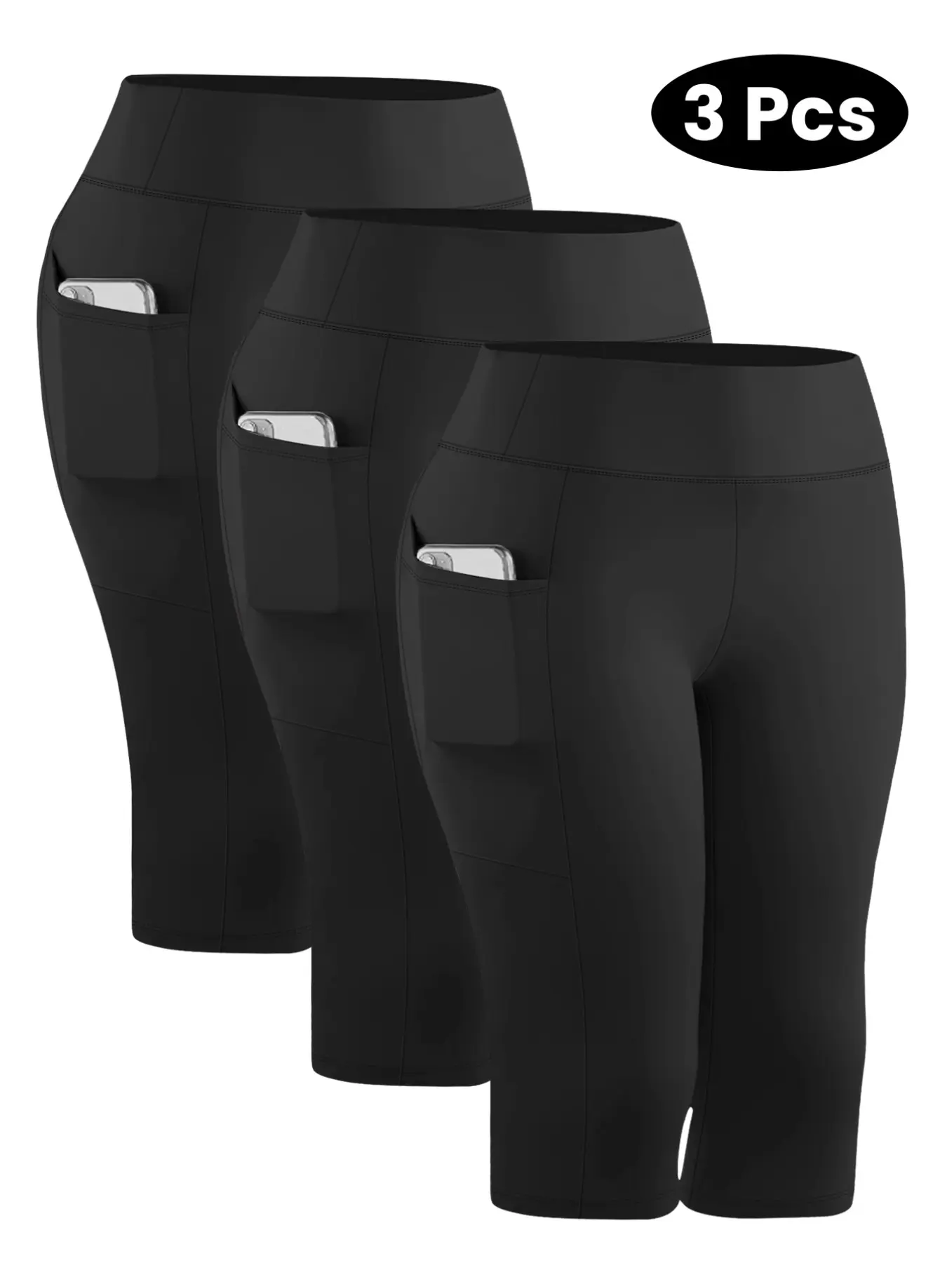 Women's High-Waisted Yoga Shorts Set, Belly Control Sportswear, Seven-Quarter Leggings, Ideal for Gym, Running, Daily Activities