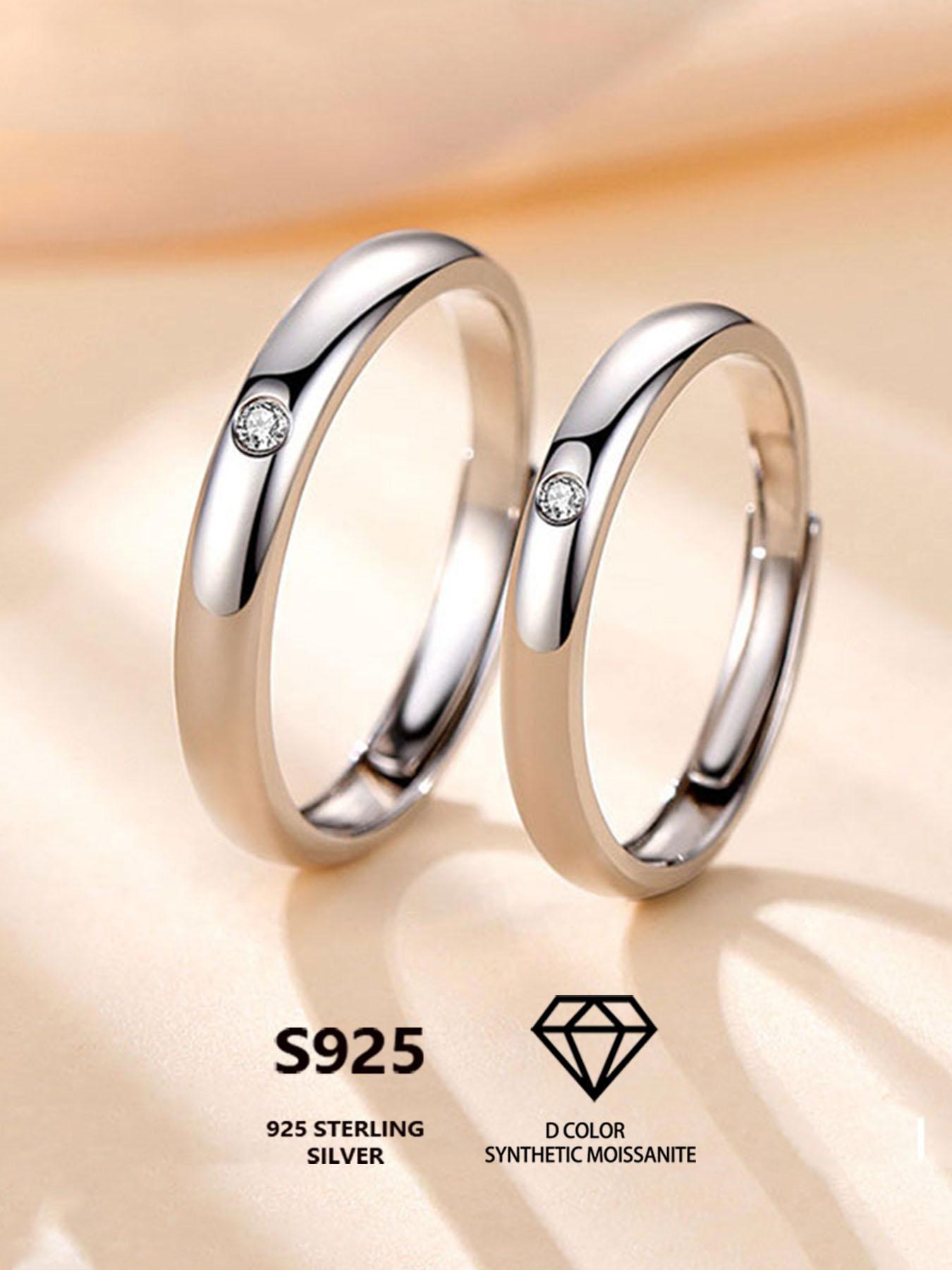 925 Sterling Silver Couple Ring, Fashion Promise Ring for Couple, Engagement Ring for Women & Men, Trendy All-match & Exquisite Jewelry for Birthday Gift, Valentine's Day, Gift