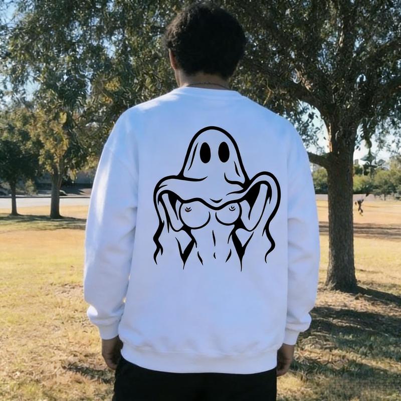 Naughty Ghost with Sexy Boobs Graphic Print Hoodie