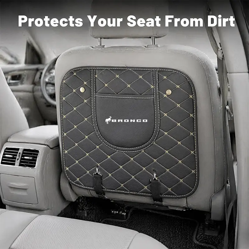 Ford Bronco Car Seat Back Kick Guard, Exclusive Logo Design, Blocks Sand Footprints Stains, Easy Installation, Interior Upgrade Accessory