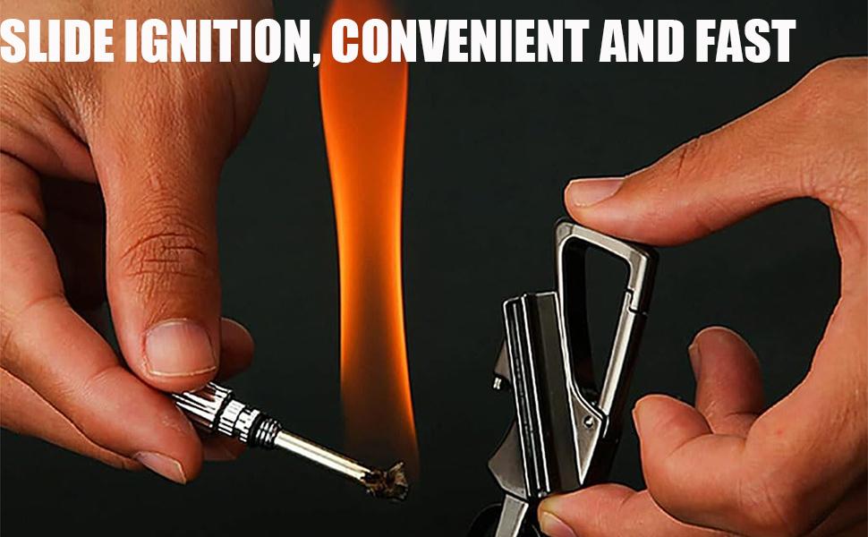Permanent Match Infinity Lighter, Reusable Waterproof Flint Fire Starter with Keychain and Bottle Opener, Windproof Metal Kerosene Lighter for Outdoor Camping Hiking Survival (Not Include Lighter Fluid)