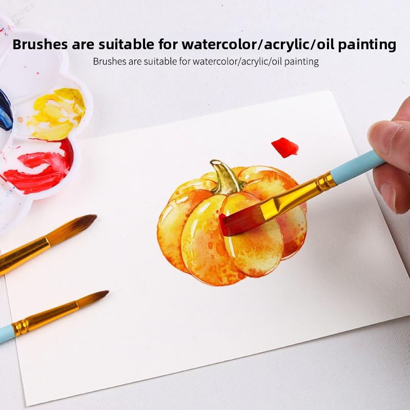 Art 12 Nylon Hair Brush Set - Birdsong Series Watercolor Brush with Birch Pole, Professional Artist Paint Brushes for Acrylic Oil Watercolor